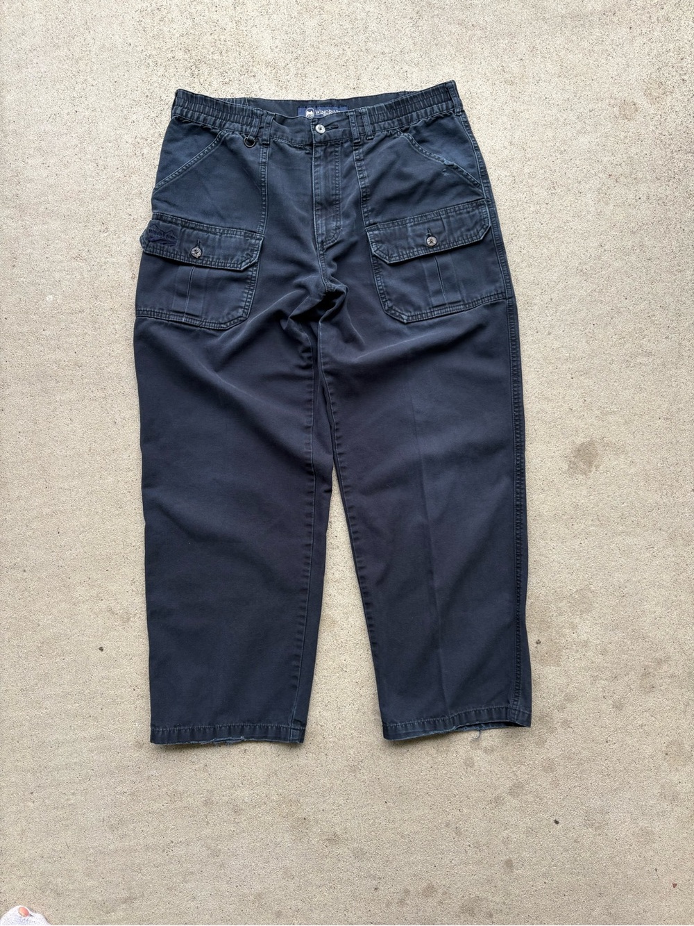Vintage WindRiver Baggy Canvas Cargo Pants Faded Washed Black 34 x 29